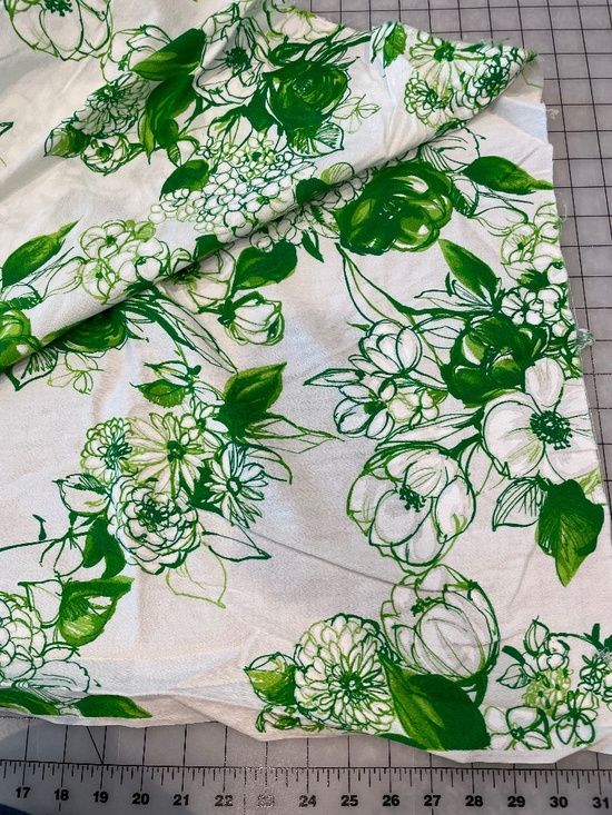 Other - Vintage Green White Floral Fabric 2 yards 30 inches